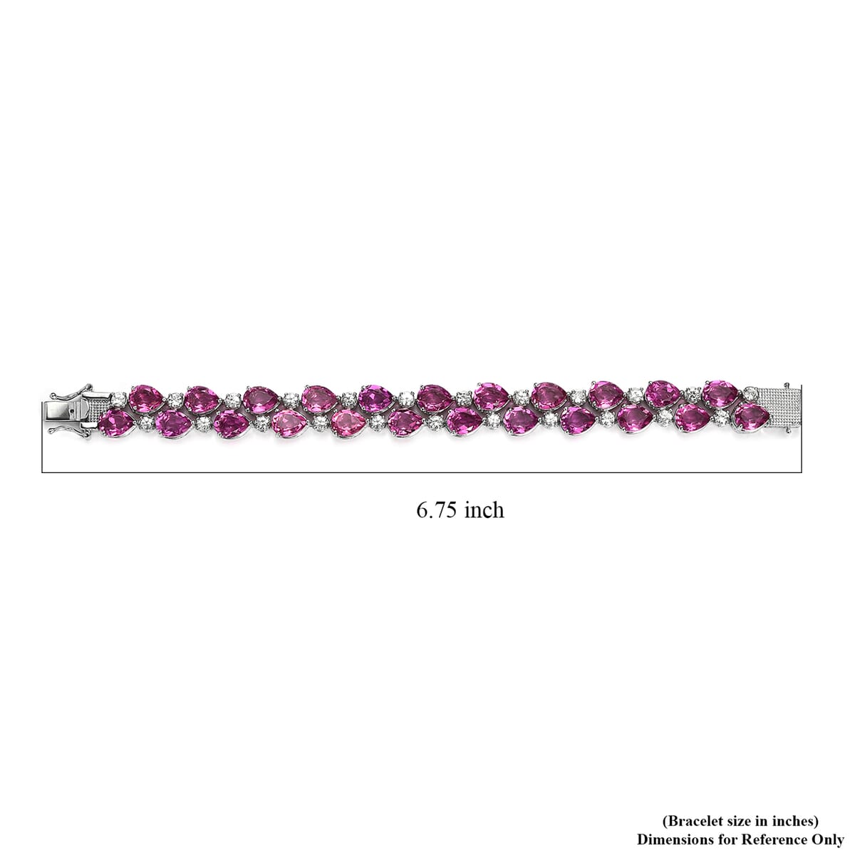 Premium Radiant Orchid Quartz (Triplet) and White Zircon Bracelet in Platinum Over Sterling Silver (6.50 In) 34.00 ctw image number 4