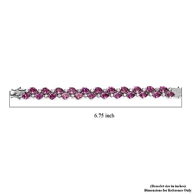 Premium Radiant Orchid Quartz (Triplet) and White Zircon Bracelet in Platinum Over Sterling Silver (6.50 In) 34.00 ctw
