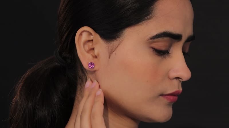 Radiant Orchid Quartz (Triplet) Solitaire Stud Earring in Platinum Over Sterling Silver 4.50 ctw