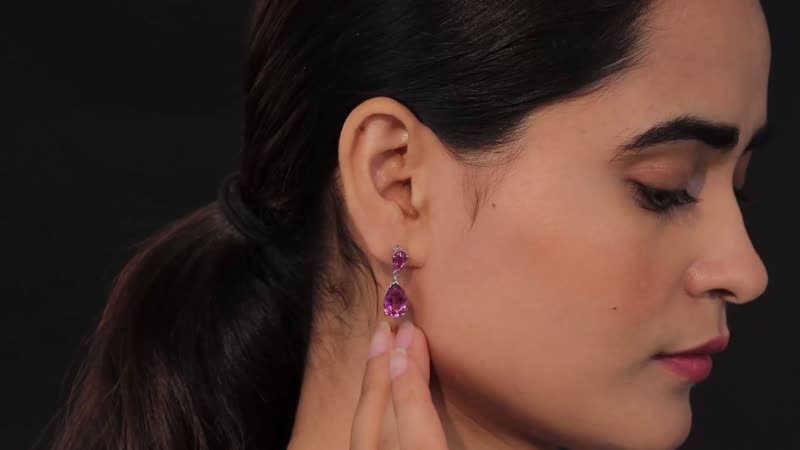Radiant Orchid Quartz (Triplet) Drop Earrings in Platinum Over Sterling Silver 8.75 ctw