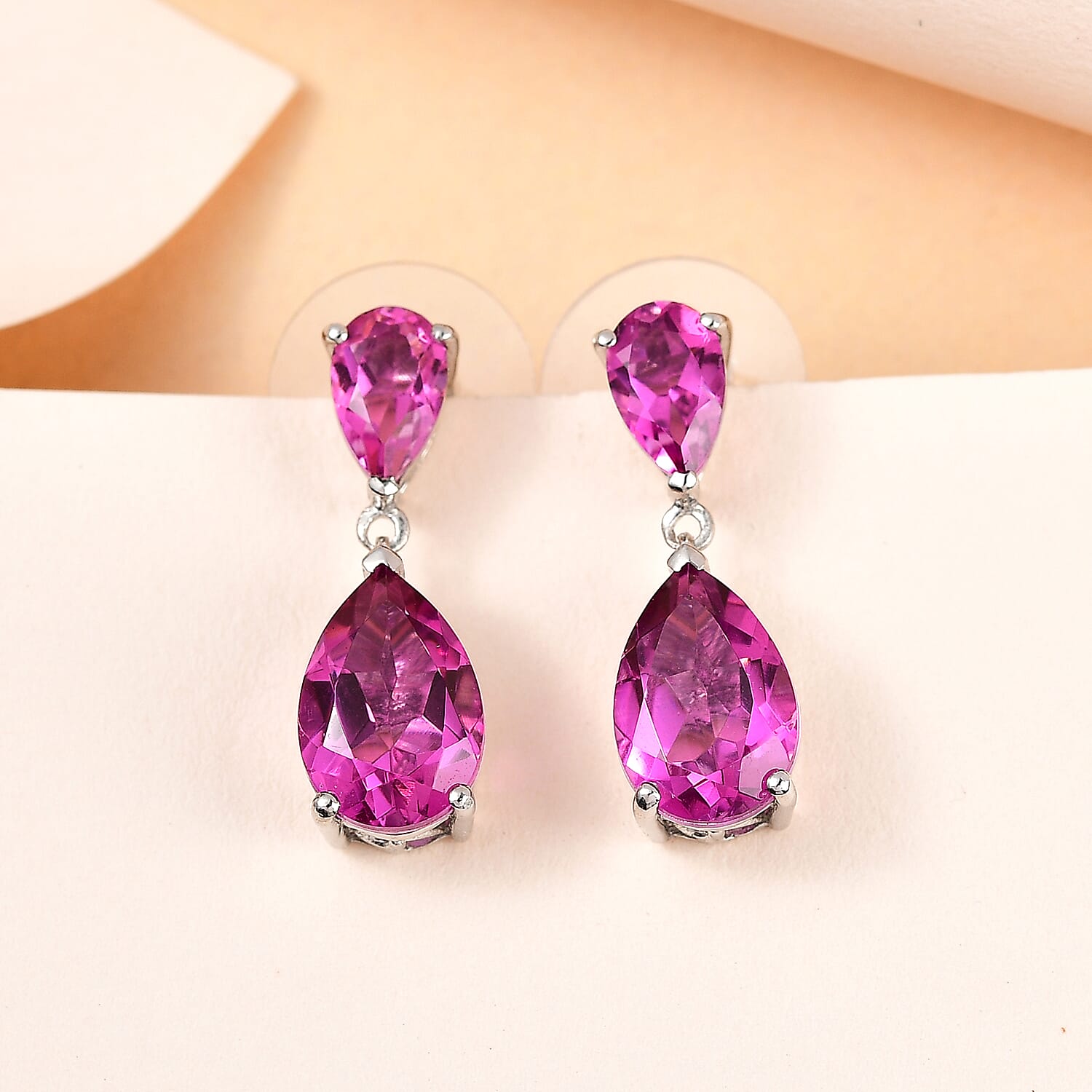 Radiant Orchid Quartz (Triplet) Drop Earrings in Platinum Over Sterling Silver 8.75 ctw