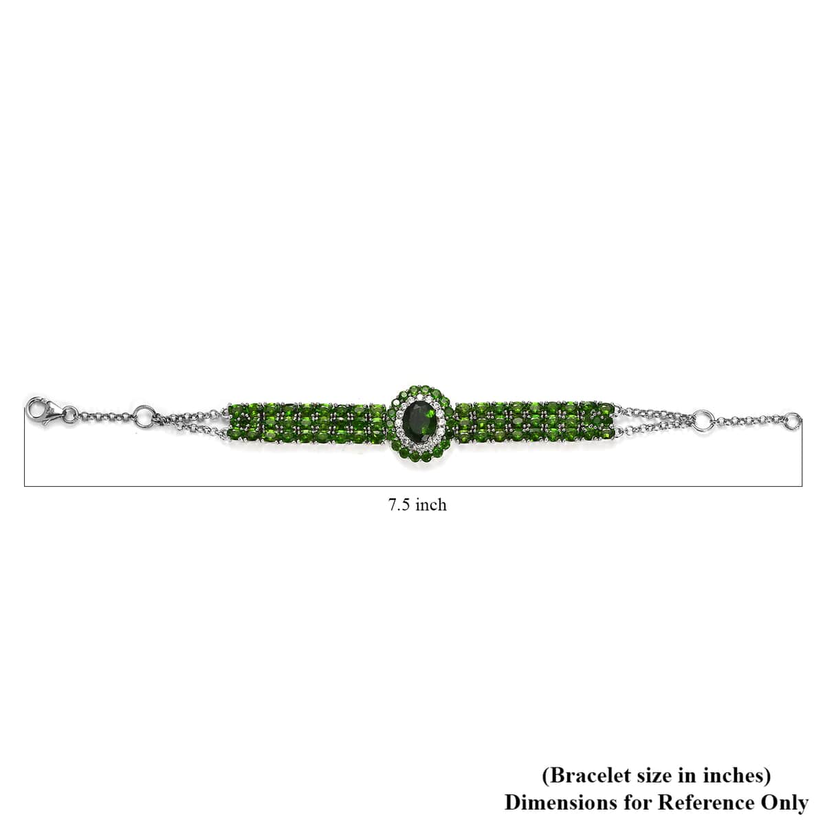 Chrome Diopside and White Zircon Bracelet in Platinum Over Sterling Silver (7.25 In) 14.60 ctw image number 4