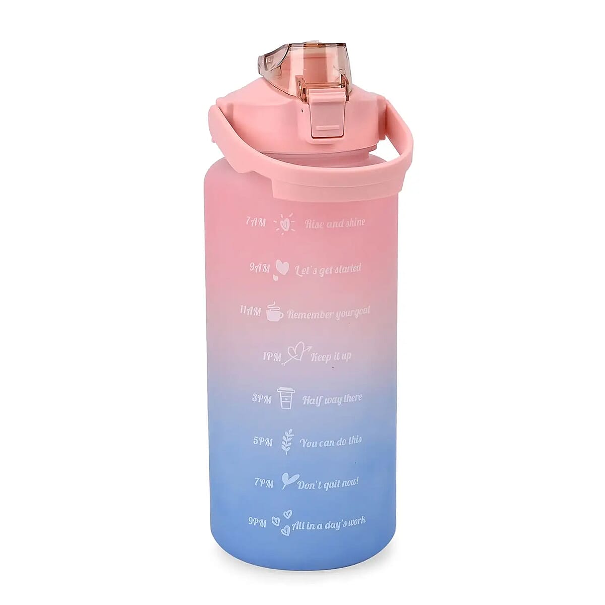 Plastic Sport Water Bottle with Portable Handle 2 Color Rubber Coating 64oz image number 0