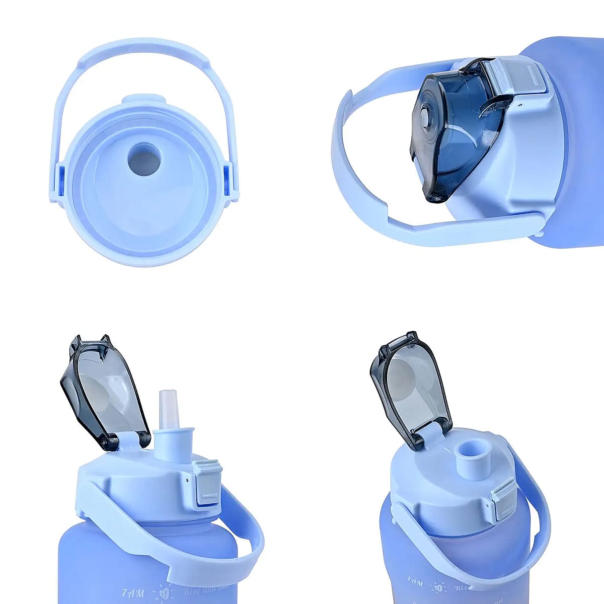 Plastic Sport Water Bottle with Portable Handle 2 Color Rubber Coating 64oz image number 6