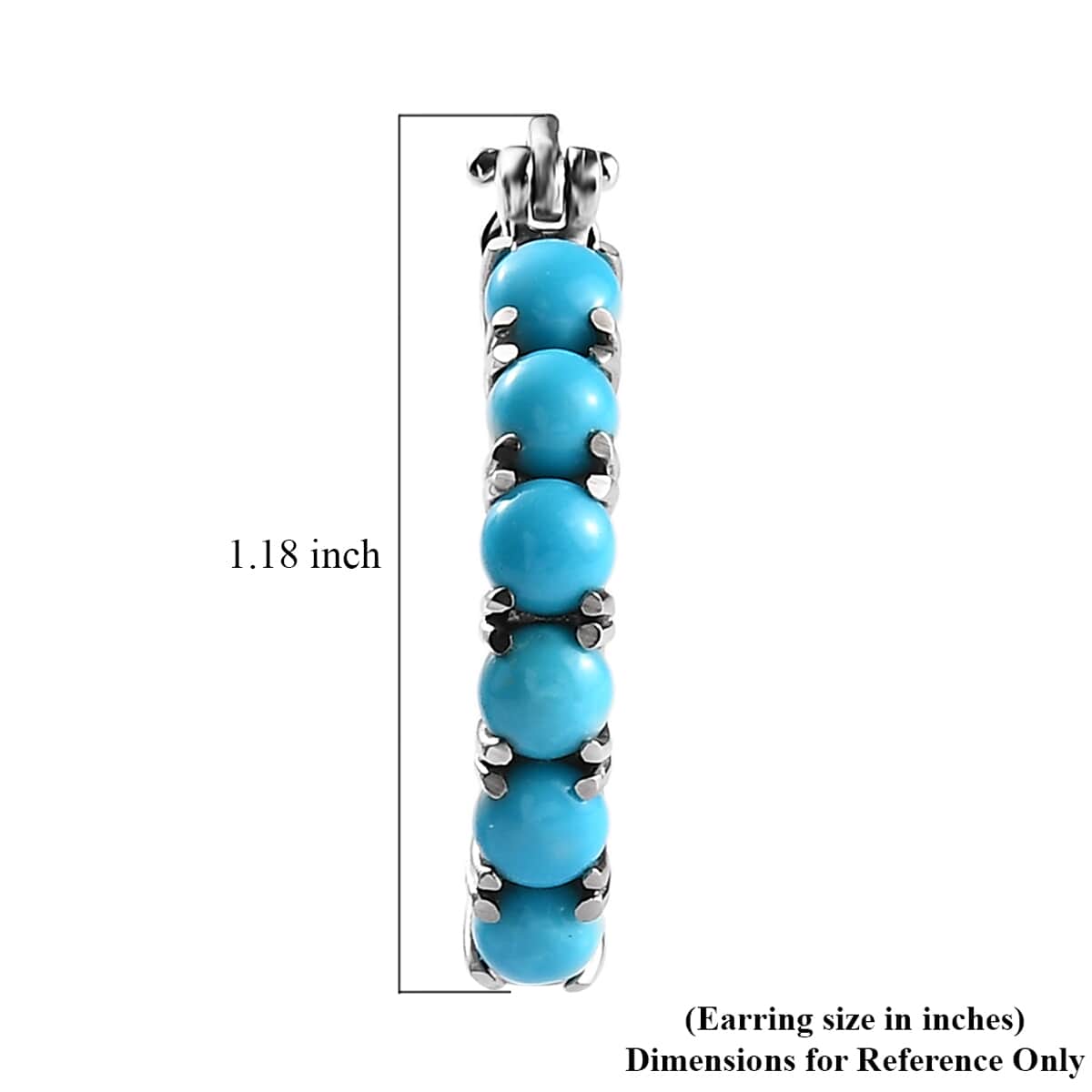 Premium Sleeping Beauty Turquoise Hoop Earrings in Stainless Steel 3.65 ctw image number 4