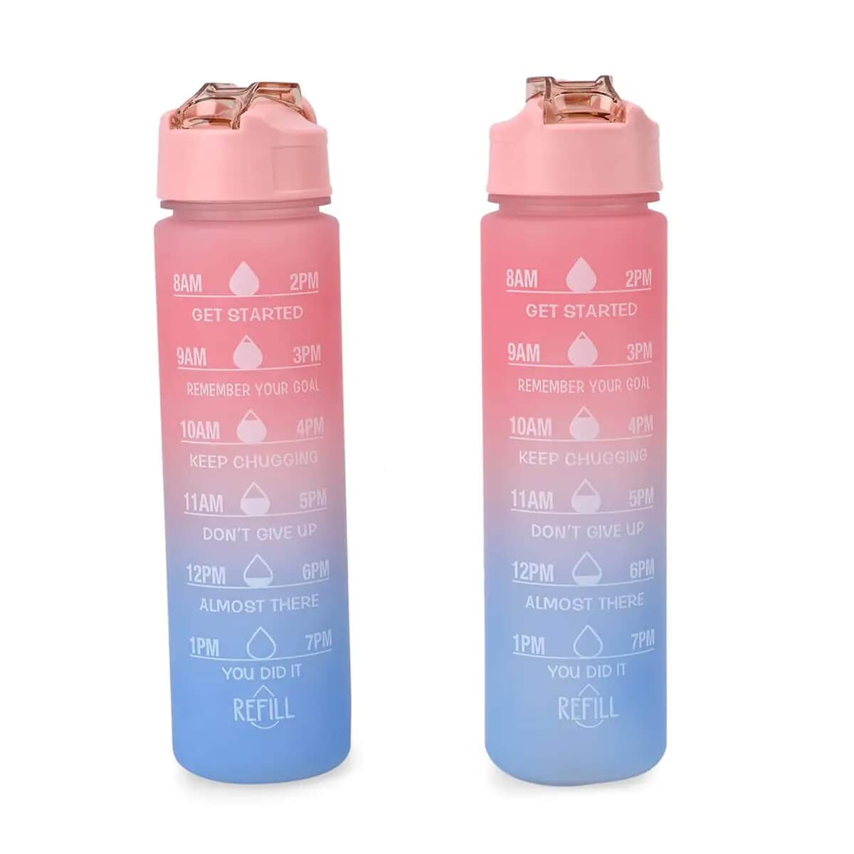 Set of 2 Plastic 3 Color Rubber Coating Sport Bottle 32oz image number 0