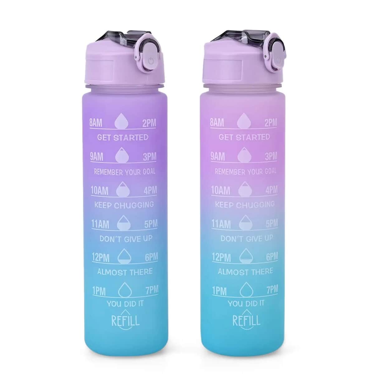 Set of 2 Plastic 3 Color Rubber Coating Sport Bottle 32oz  image number 0