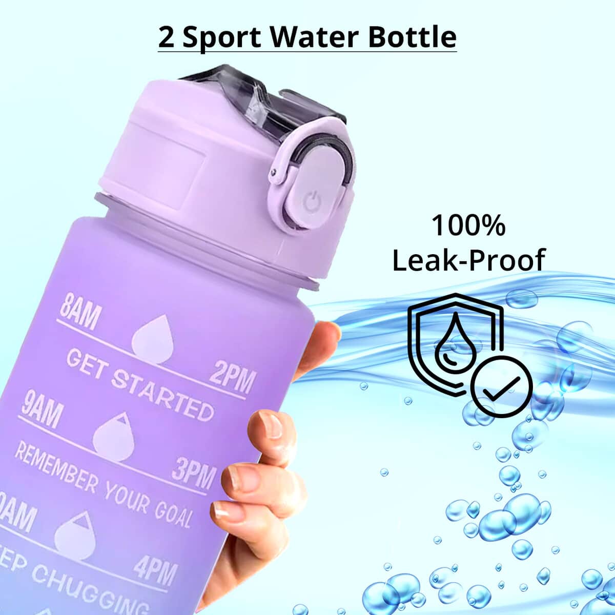 Set of 2 Plastic 3 Color Rubber Coating Sport Bottle 32oz  image number 2