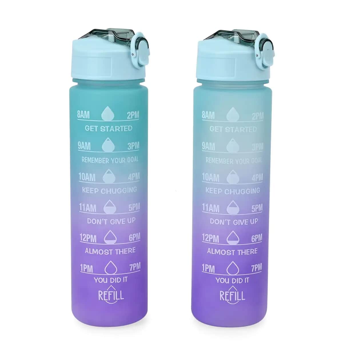 Set of 2 Plastic 3 Color Rubber Coating Sport Bottle 32oz image number 0