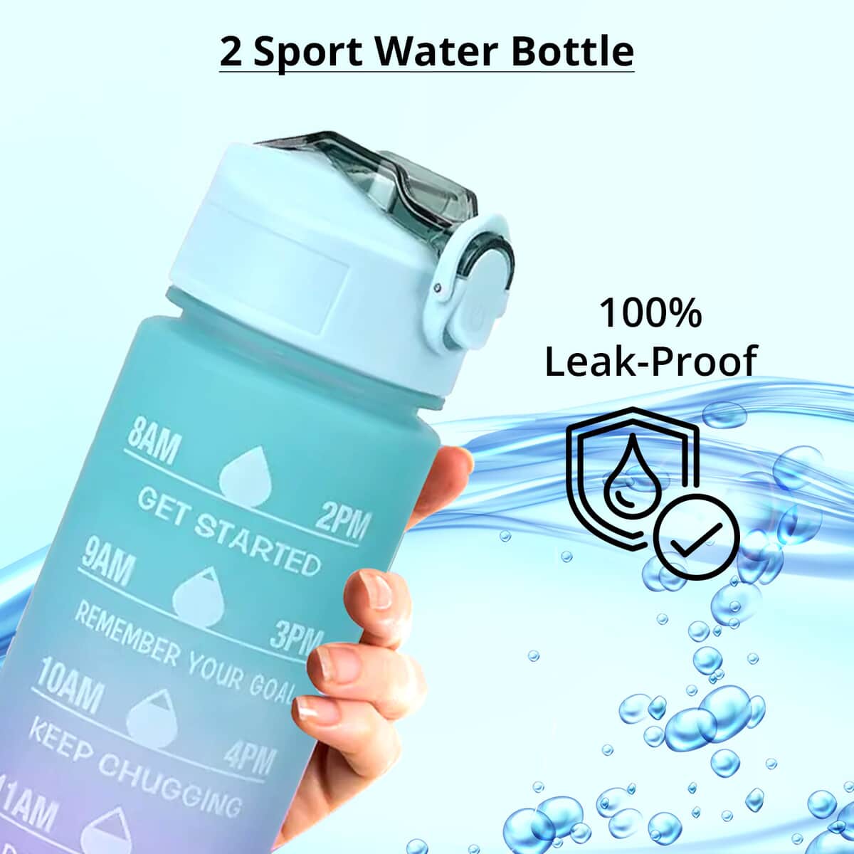 Set of 2 Plastic 3 Color Rubber Coating Sport Bottle 32oz image number 2