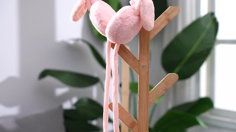 Pink Plush Ears Moving Jumping Earmuff (6.30"x22.83")