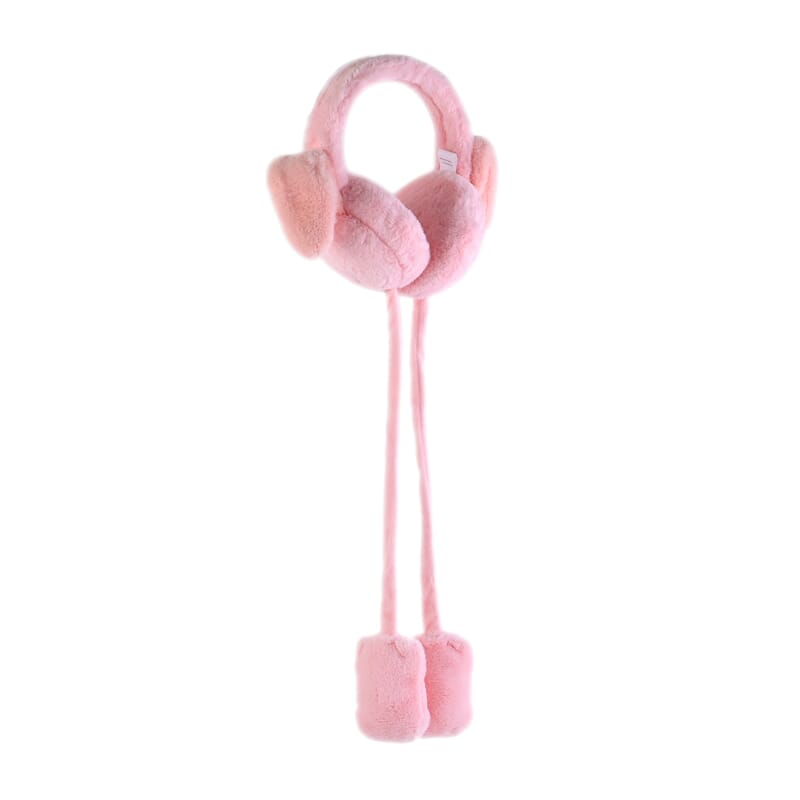 Pink Plush Jumping Earmuffs – One Size Fits Most