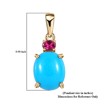 Luxoro 10K Yellow Gold AAA Sleeping Beauty Turquoise and Ouro Fino Rubellite Pendant 3.40 ctw