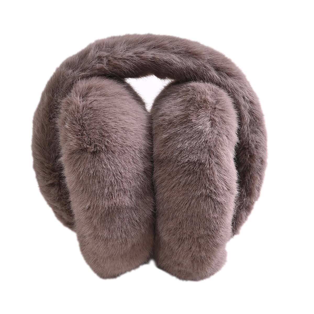 Brown 2pcs Faux Fur Earmuff (5.50"x8.65") and Scarf (3.93"x31.50") image number 2