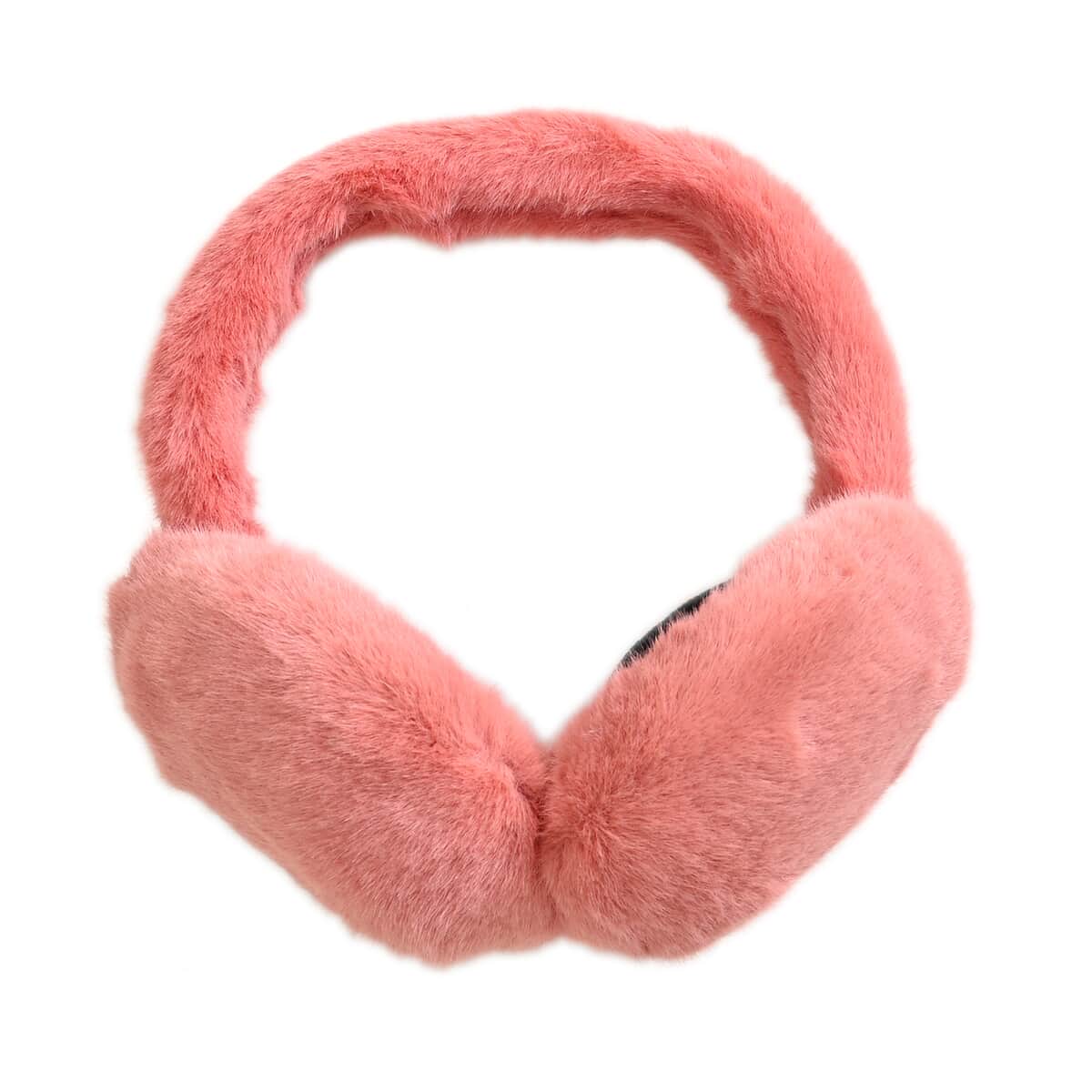 Coral Color 2pcs Faux Fur Earmuff and Scarf image number 4