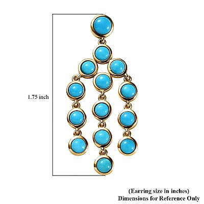 Premium Sleeping Beauty Turquoise Chandelier Earrings,  Vermeil Yellow Gold Over Sterling Silver Ring, Turquoise Dangle Earrings, Turquoise Jewelry For Her 8.50 ctw