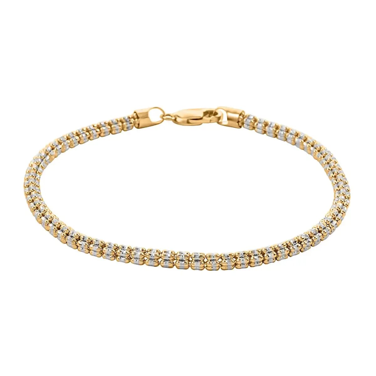10K White and Yellow Gold 3mm Ice Chain Bracelet (7.00 In) 6 Grams image number 0