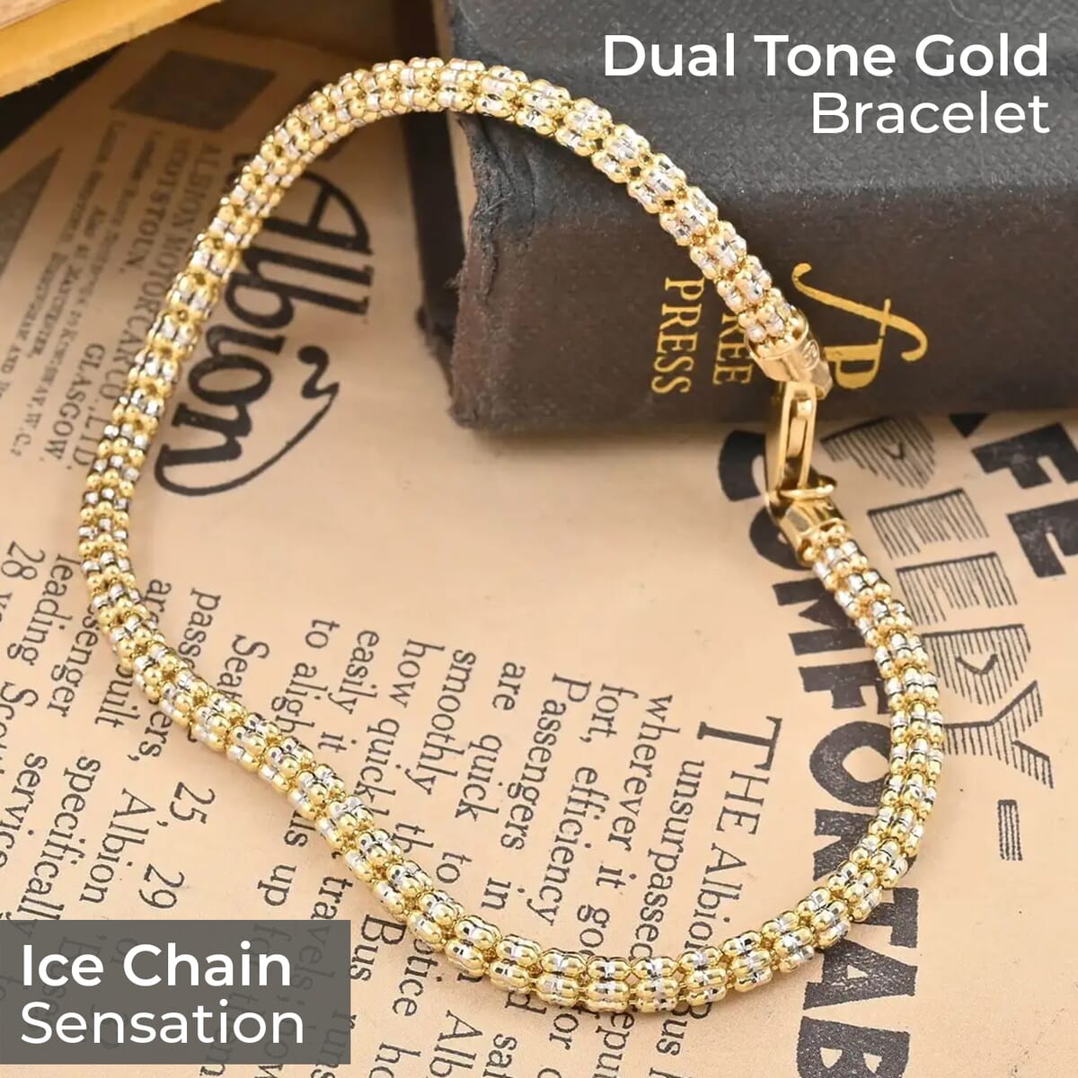 10K White and Yellow Gold 3mm Ice Chain Bracelet (7.00 In) 6 Grams image number 1