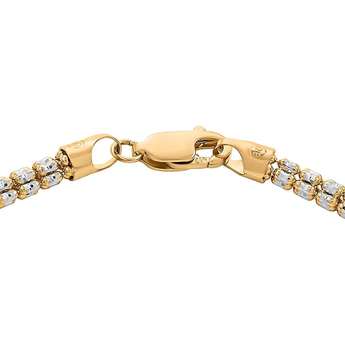 10K White and Yellow Gold 3mm Ice Chain Bracelet (7.00 In) 6 Grams
