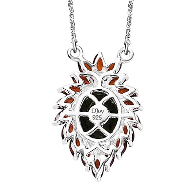 Chrome Diopside and Mozambique Garnet Necklace 18 Inches in Platinum Over Sterling Silver 5.00 ctw