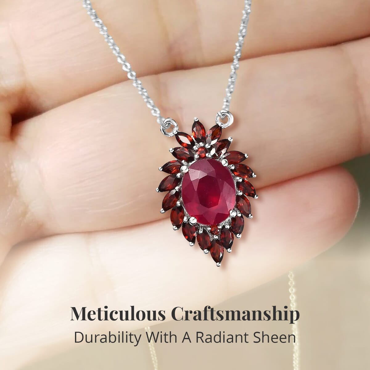 Niassa Ruby (FF) and Mozambique Garnet Necklace 18 Inches in Platinum Over Sterling Silver 5.90 ctw image number 3