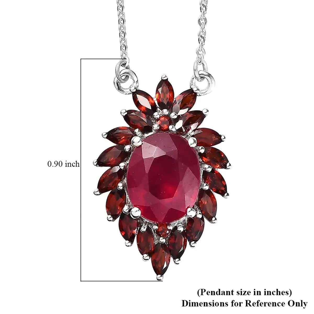 Niassa Ruby (FF) and Mozambique Garnet Necklace 18 Inches in Platinum Over Sterling Silver 5.90 ctw image number 6