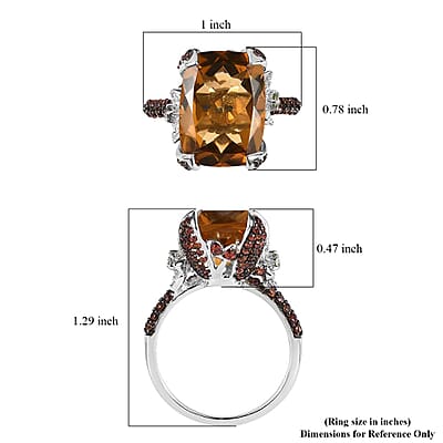 GP Italian Garden Collection AAA Brazilian Citrine and Multi Gemstone Ring in Platinum Over Sterling Silver (Size 10.0) 11.25 ctw