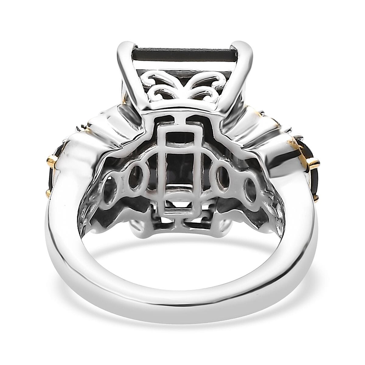 Thai Black Spinel 5 Stone Ring in Vermeil YG and Platinum Over Sterling Silver 10.00 ctw image number 4