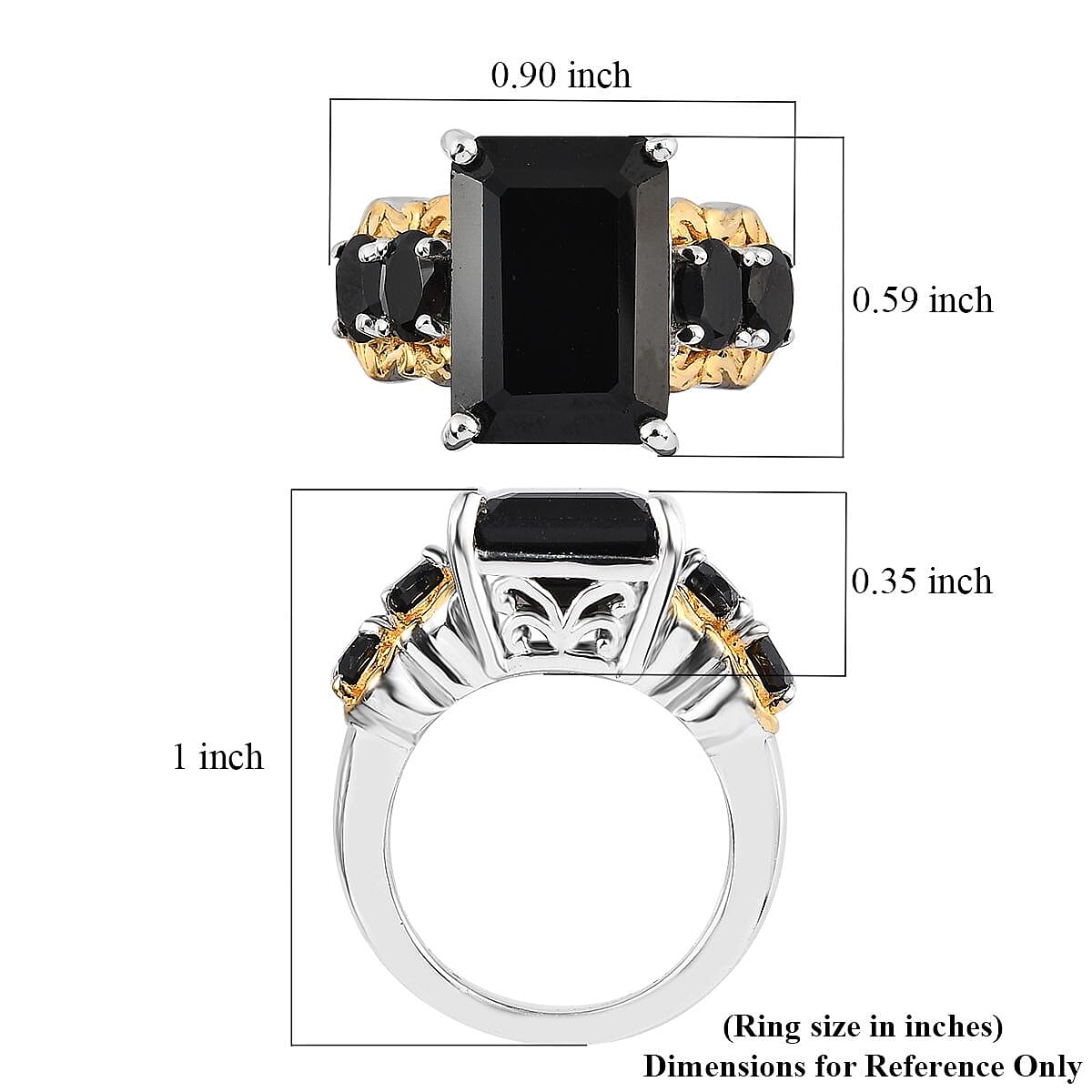 Thai Black Spinel 5 Stone Ring in Vermeil YG and Platinum Over Sterling Silver 10.00 ctw image number 5