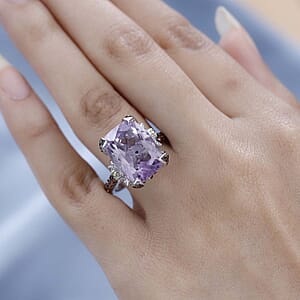 GP Italian Garden Collection AAA Rose De France Amethyst and Multi Gemstone Ring in Platinum Over Sterling Silver (Size 9.0) 11.50 ctw
