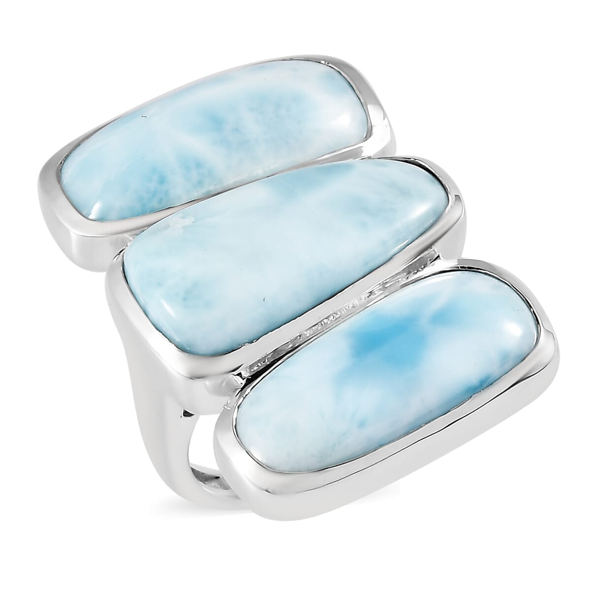 Premium Larimar Fancy Ring in Sterling Silver (Size 10.0) 25.90 ctw image number 0