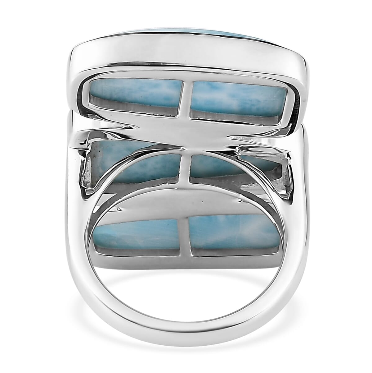 Premium Larimar Fancy Ring in Sterling Silver (Size 10.0) 25.90 ctw image number 4