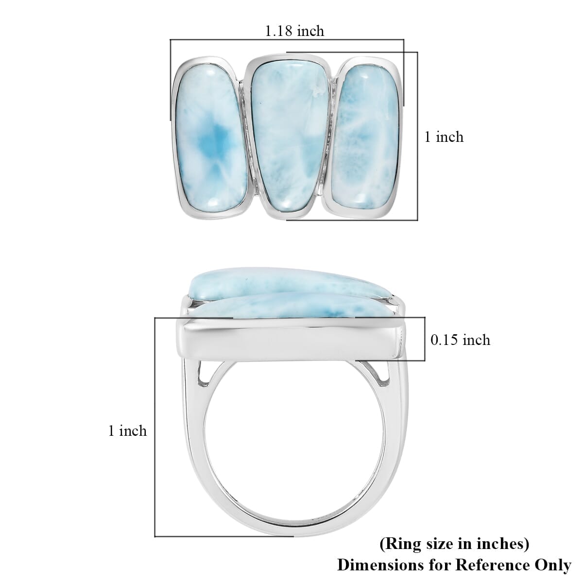 Premium Larimar Fancy Ring in Sterling Silver (Size 10.0) 25.90 ctw image number 5