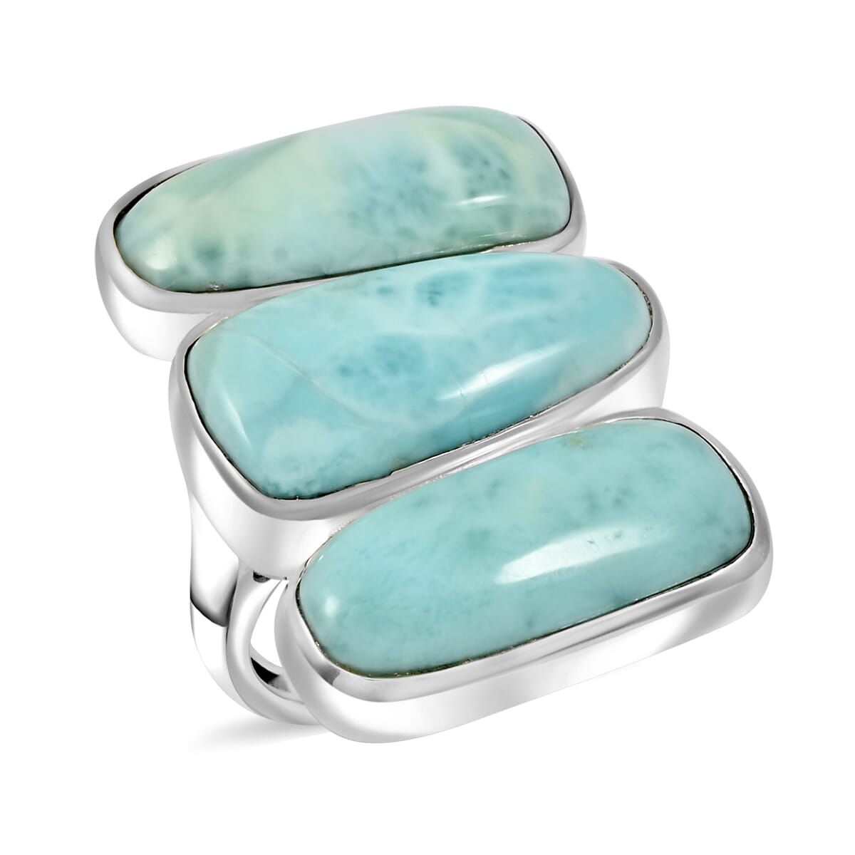 Premium Larimar 25.90 ctw Fancy Ring in Sterling Silver (Size 7.0) image number 0