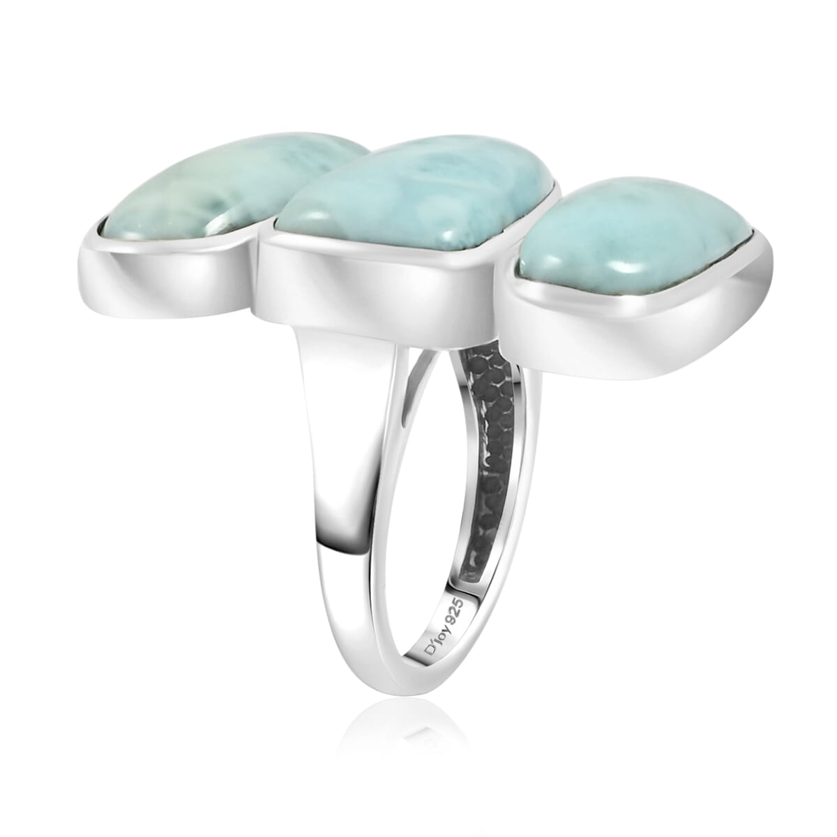 Premium Larimar 25.90 ctw Fancy Ring in Sterling Silver (Size 7.0) image number 3