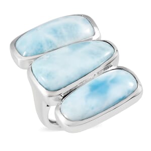 Premium Larimar Fancy Ring in Sterling Silver (Size 8.0) 25.90 ctw
