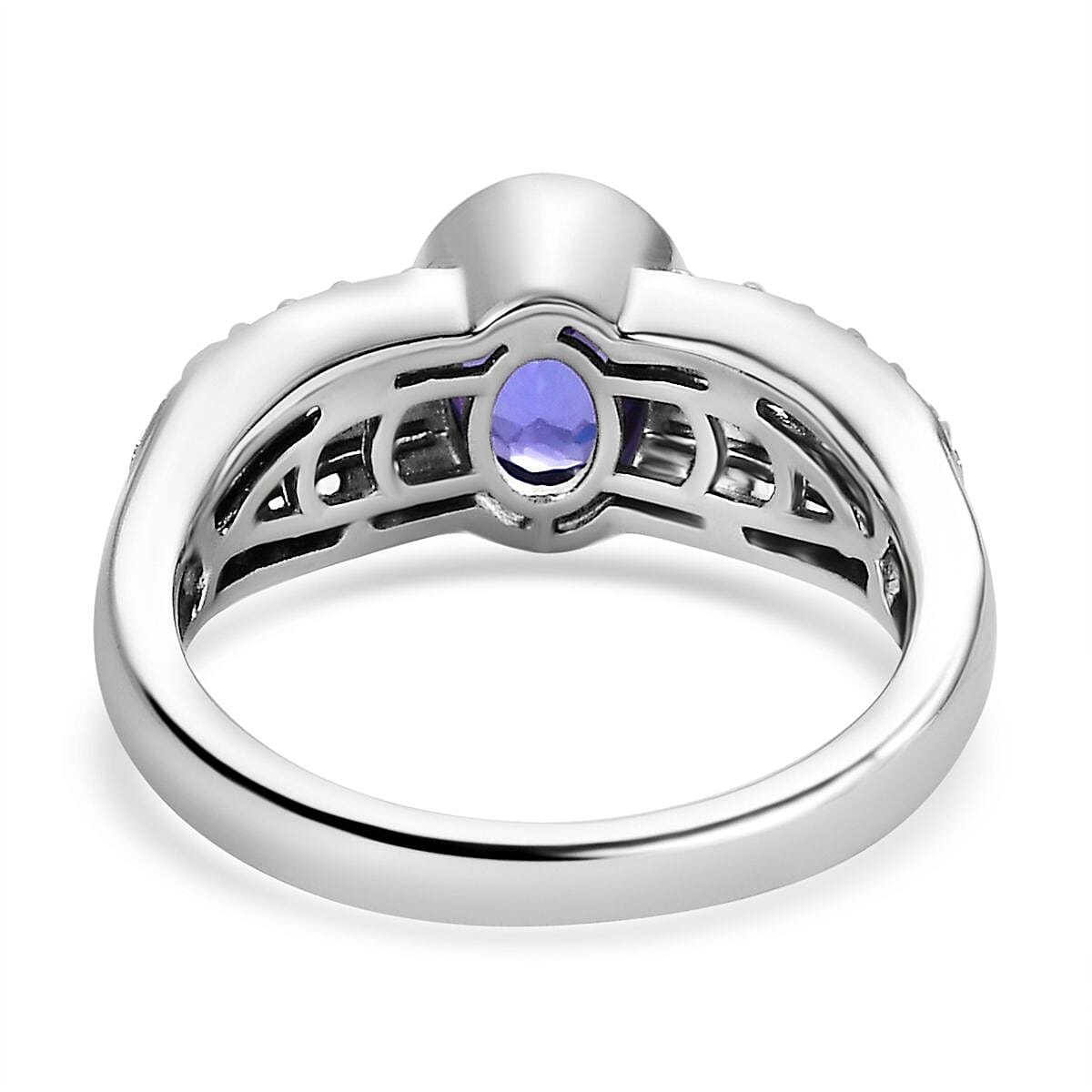 Tanzanite and White Zircon 2.79 ctw Ring in Platinum Over Sterling Silver (Size 10.0)