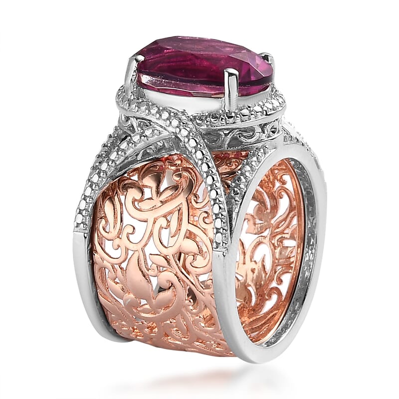 Karis Radiant Orchid Quartz (Triplet) Stackable Ring in 18K Rose Gold Plated and Platinum Bond (Size 10.0) 6.40 ctw
