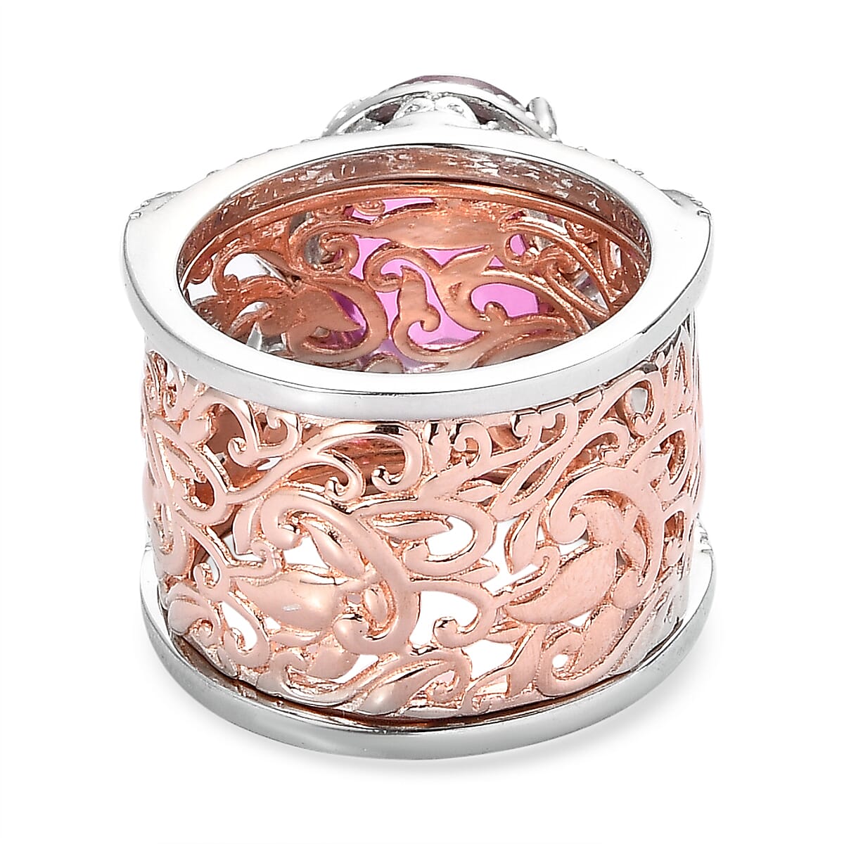 Karis Radiant Orchid Quartz (Triplet) Stackable Ring in 18K Rose Gold Plated and Platinum Bond 6.40 ctw image number 5