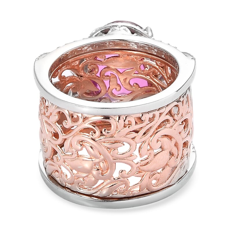 Karis Radiant Orchid Quartz (Triplet) Stackable Ring in 18K Rose Gold Plated and Platinum Bond (Size 10.0) 6.40 ctw