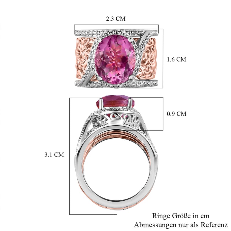 Karis Radiant Orchid Quartz (Triplet) Stackable Ring in 18K Rose Gold Plated and Platinum Bond (Size 10.0) 6.40 ctw