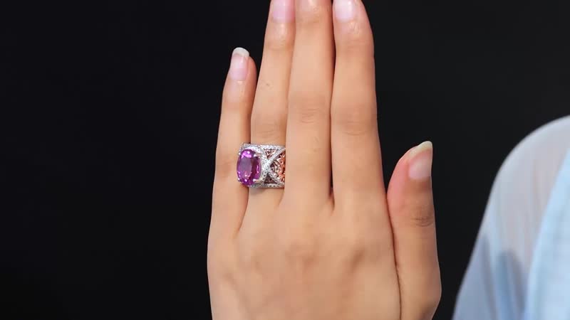 Karis Radiant Orchid Quartz (Triplet) Stackable Ring in 18K Rose Gold Plated and Platinum Bond 6.40 ctw
