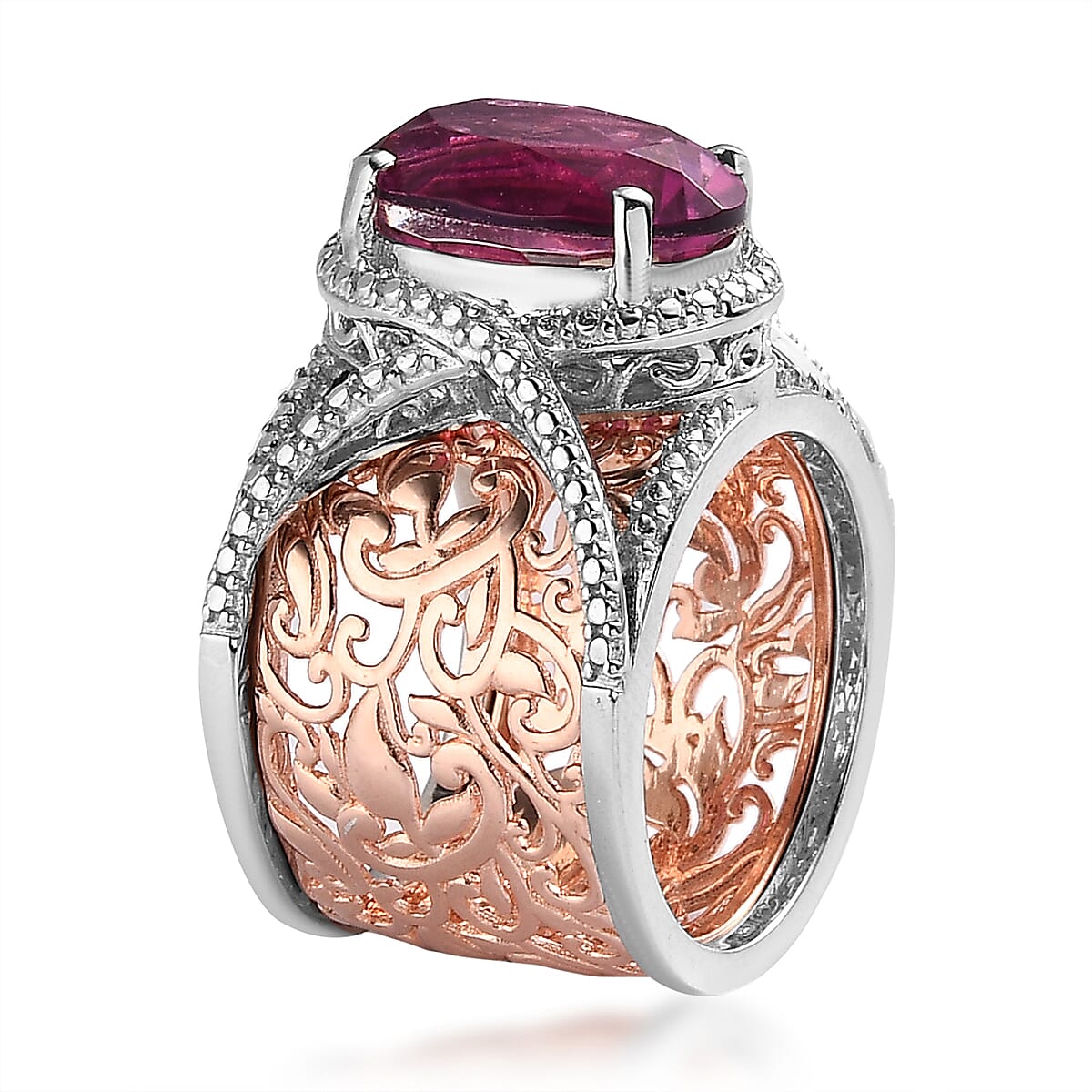 Karis Radiant Orchid Quartz (Triplet) Stackable Ring in 18K Rose Gold Plated and Platinum Bond (Size 7.0) 6.40 ctw image number 4