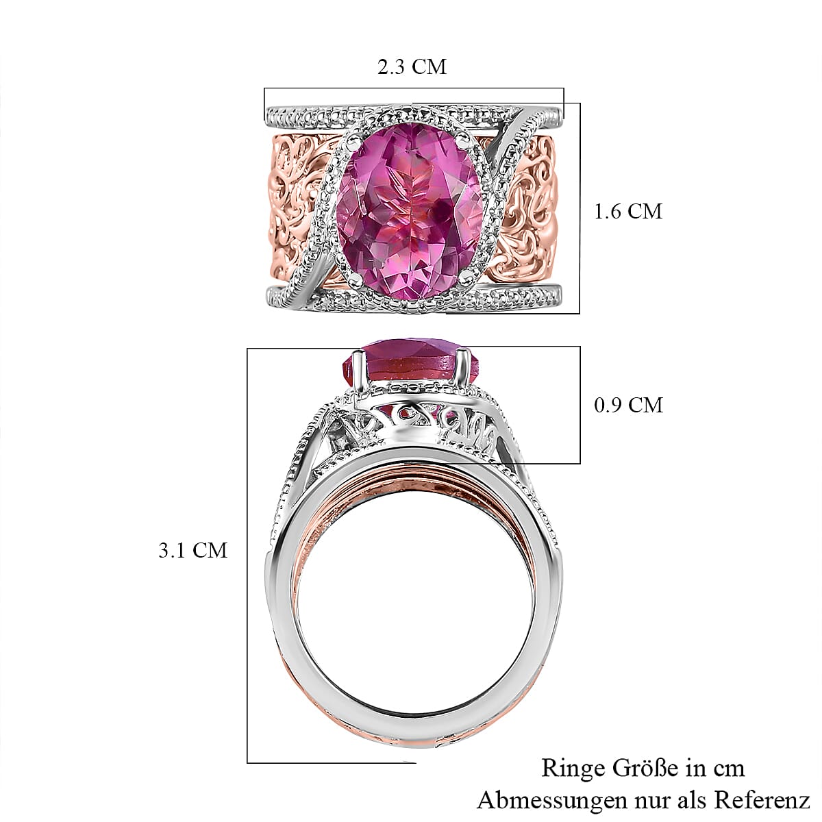 Karis Radiant Orchid Quartz (Triplet) Stackable Ring in 18K Rose Gold Plated and Platinum Bond (Size 7.0) 6.40 ctw image number 6