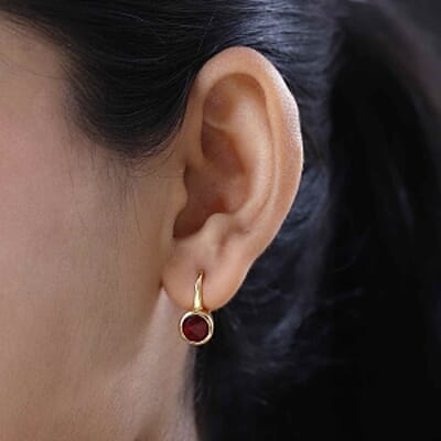 Magenta Rose Color Triplet Quartz Lever Back 2.50 ctw Earrings in Vermeil YG Over Sterling Silver