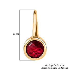 Magenta Rose Color Triplet Quartz Lever Back 2.50 ctw Earrings in Vermeil YG Over Sterling Silver