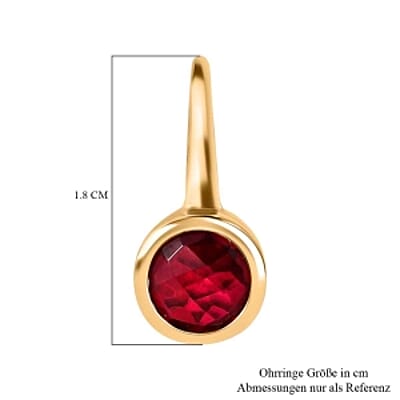 Magenta Rose Color Triplet Quartz Lever Back 2.50 ctw Earrings in Vermeil YG Over Sterling Silver
