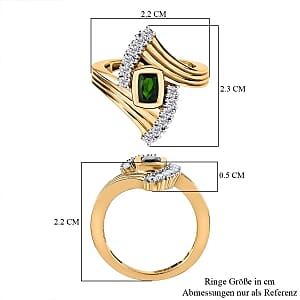 Chrome Diopside and White Zircon 0.94 ctw Ring in 14K YG Over Sterling Silver (Size 10)
