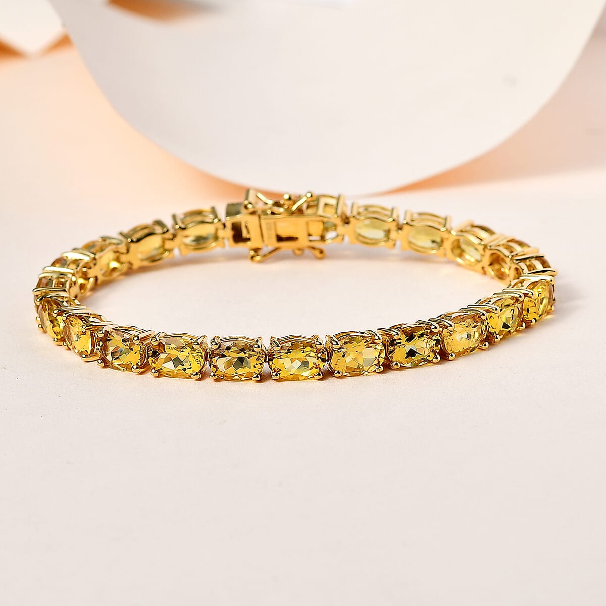 Premium Brazilian Heliodor Tennis Bracelet in Vermeil Yellow Gold Over Sterling Silver (7.25 In) 16.85 ctw image number 1