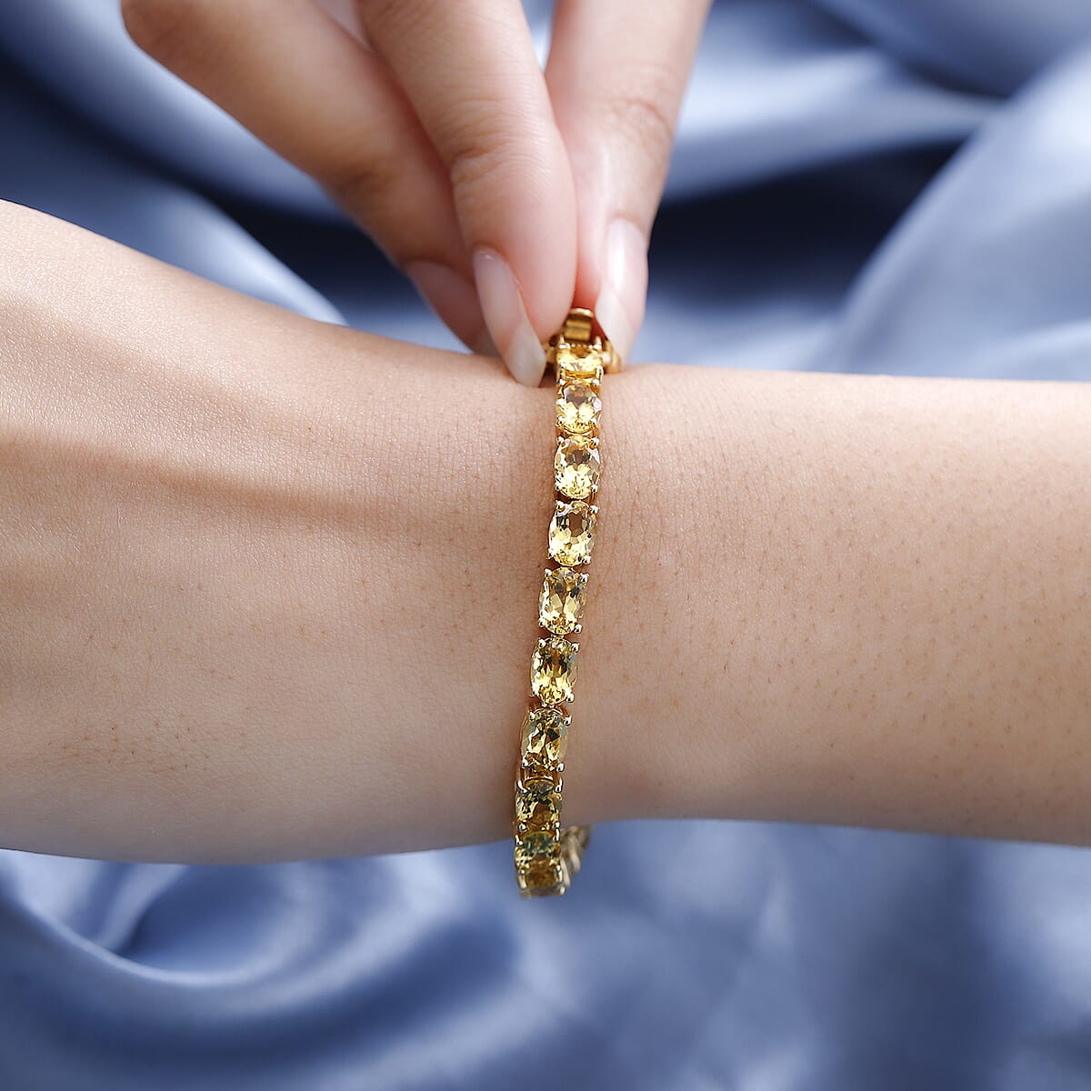 Premium Brazilian Heliodor Tennis Bracelet in Vermeil Yellow Gold Over Sterling Silver (7.25 In) 16.85 ctw image number 2